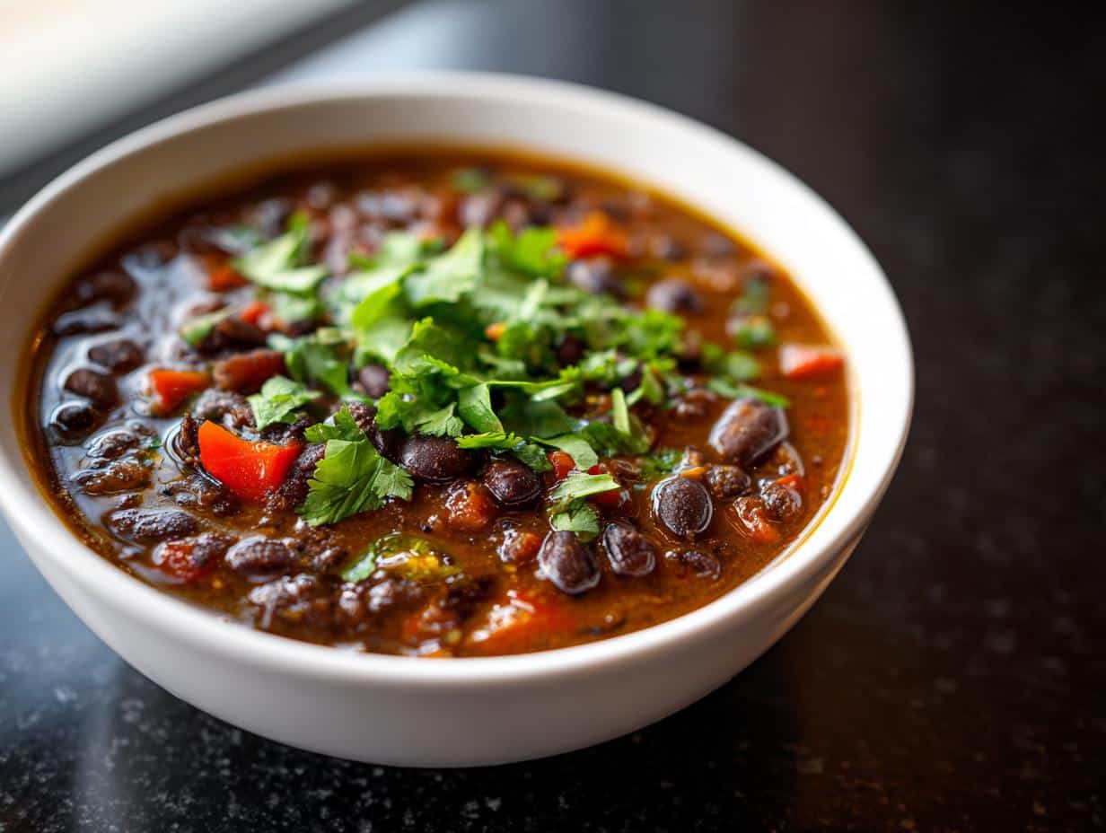 Dinner in 40 Mins: Flavorful Black Bean Soup from Pantry Staples